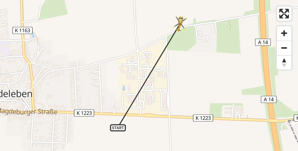 Flugroute Rettungshubschrauber Wanzleben-Börde - Wanzleben-Börde, 15 April 2026, 17:21
