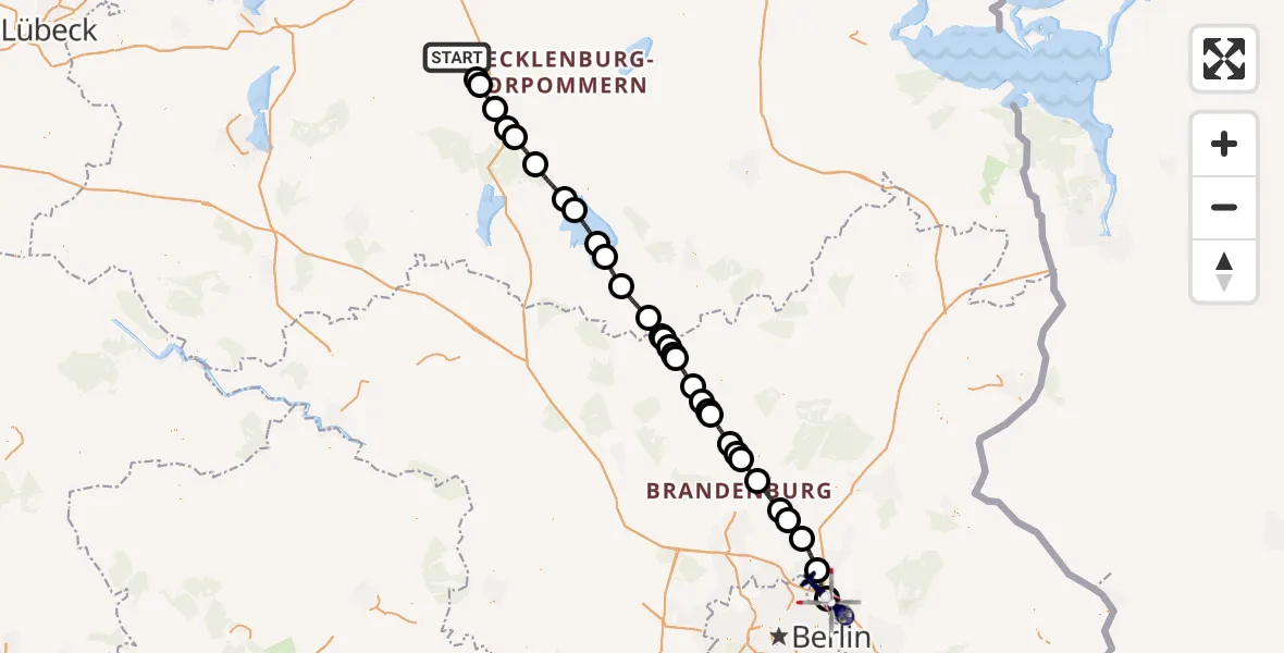 Flugroute Polizeihubschrauber Güstrow - Ahrensfelde Hubschrauberlandeplatz, 15 April 2026, 17:59