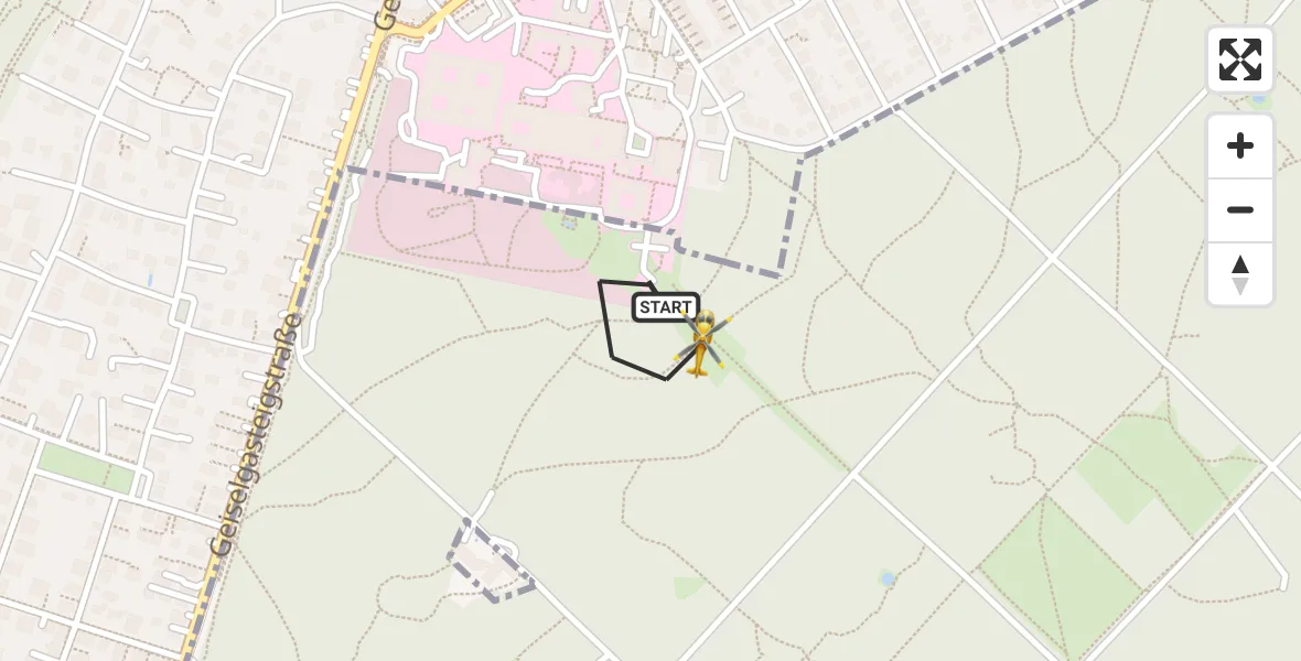 Flugroute Rettungshubschrauber ADAC Air Rescue Center Hubschrauberlandeplatz (Christoph 1) - ADAC Air Rescue Center Hubschrauberlandeplatz (Christoph 1), 15 April 2026, 18:06
