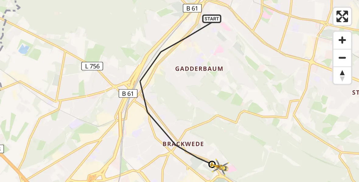 Flugroute Rettungshubschrauber Bielefeld - Luftrettungszentrum Bielefeld, 15 April 2026, 18:28