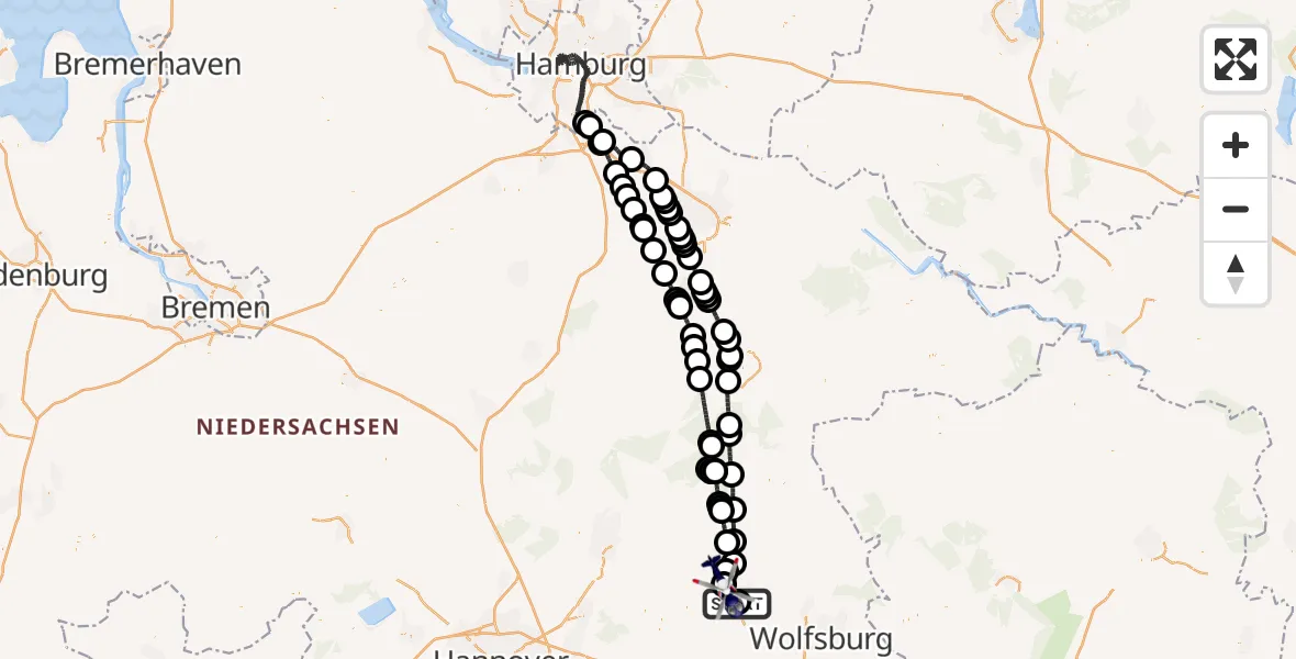 Flugroute Polizeihubschrauber Gifhorn Bundespolizei Hubschrauberlandeplatz - Wilsche Segelflugfeld, 15 April 2026, 18:40