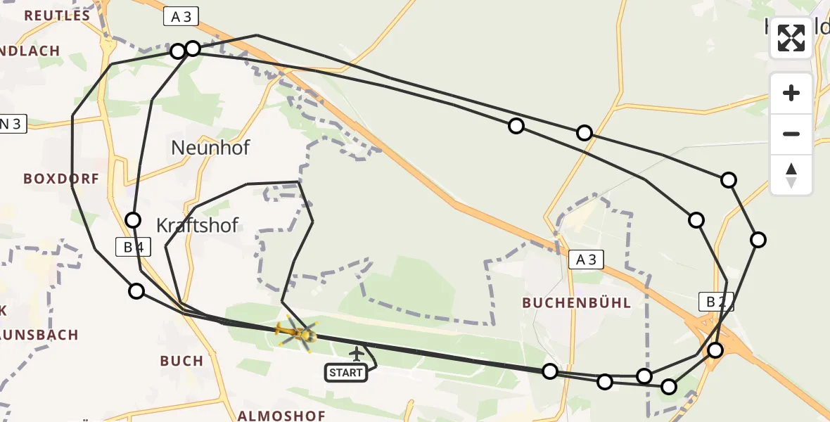 Flugroute Rettungshubschrauber Flughafen Nuremberg - Flughafen Nuremberg, 15 April 2026, 18:48