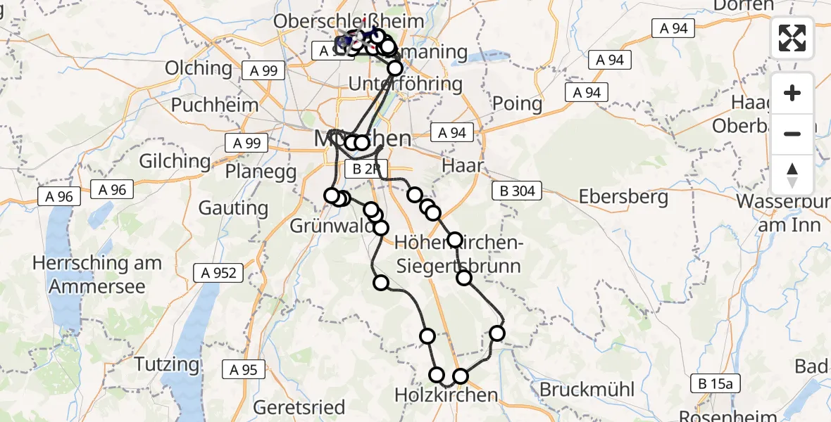 Flugroute Polizeihubschrauber Oberschleißheim - Oberschleissheim Hubschrauberlandeplatz, 15 April 2026, 18:58