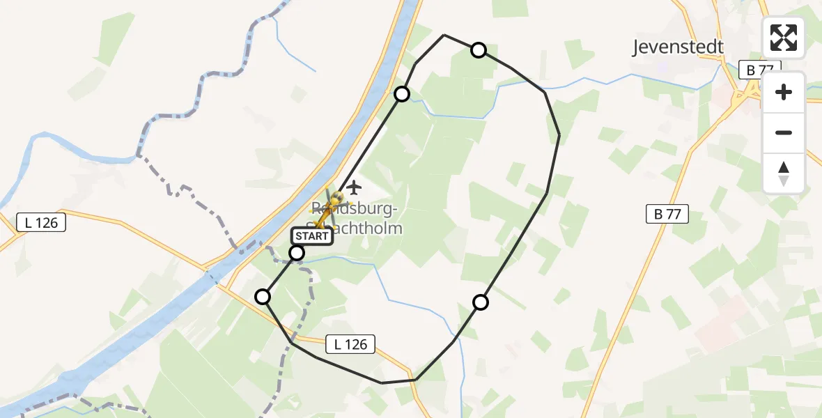 Flugroute Ambulanzhubschrauber Hörsten - Hörsten, 15 April 2026, 19:35