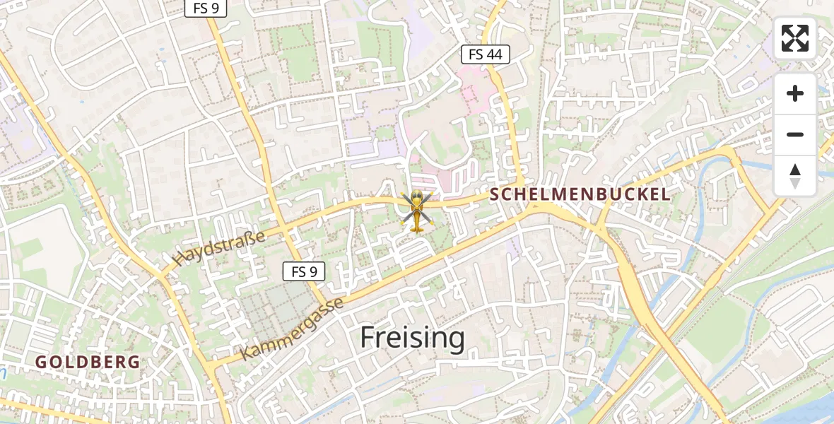 Flugroute Rettungshubschrauber Freising Clinic Hubschrauberlandeplatz - Freising Clinic Hubschrauberlandeplatz, 15 April 2026, 20:39