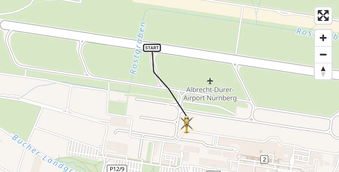 Flugroute Rettungshubschrauber Flughafen Nuremberg - Flughafen Nuremberg, 15 April 2026, 20:40