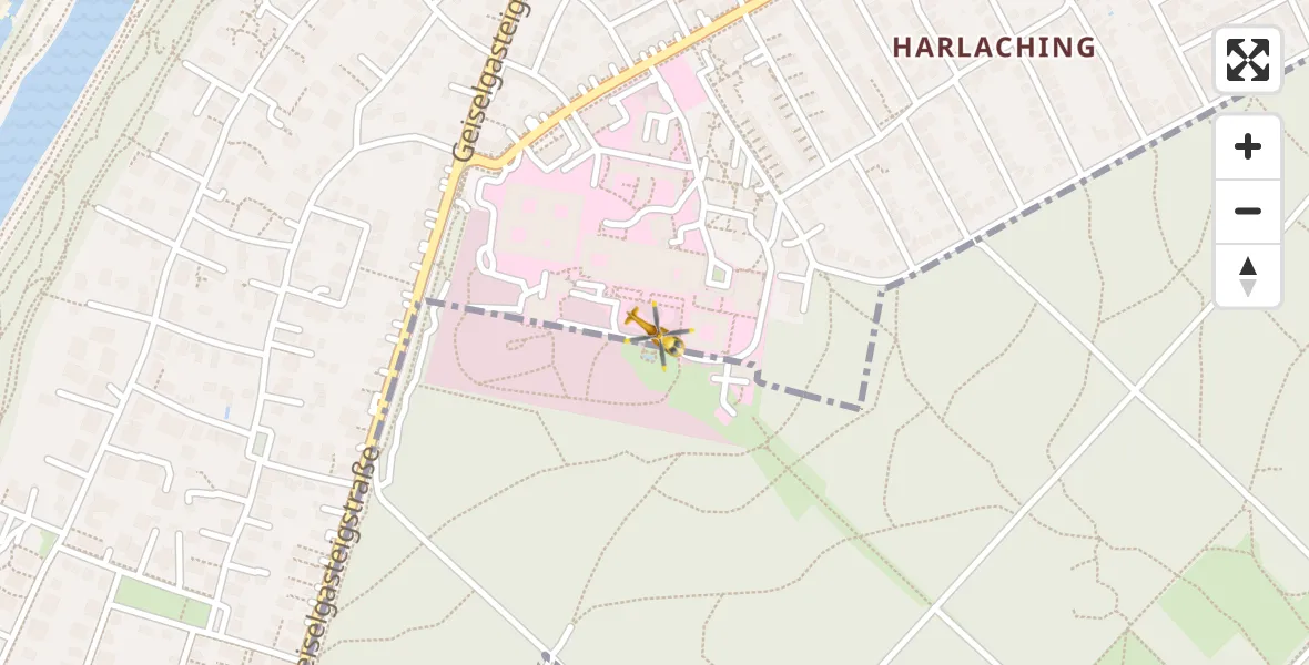 Flugroute Rettungshubschrauber ADAC Air Rescue Center Hubschrauberlandeplatz (Christoph 1) - ADAC Air Rescue Center Hubschrauberlandeplatz (Christoph 1), 15 April 2026, 20:50