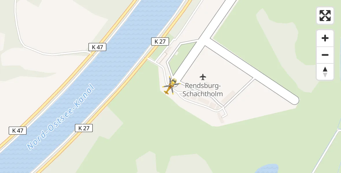Flugroute Ambulanzhubschrauber Rendsburg-Schachtholm Flugplatz - Rendsburg-Schachtholm Flugplatz, 15 April 2026, 21:00