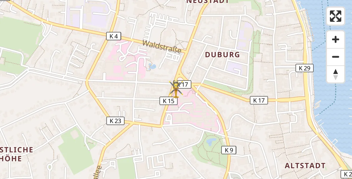 Flugroute Rettungshubschrauber Flensburg - Flensburg, 15 April 2026, 22:05