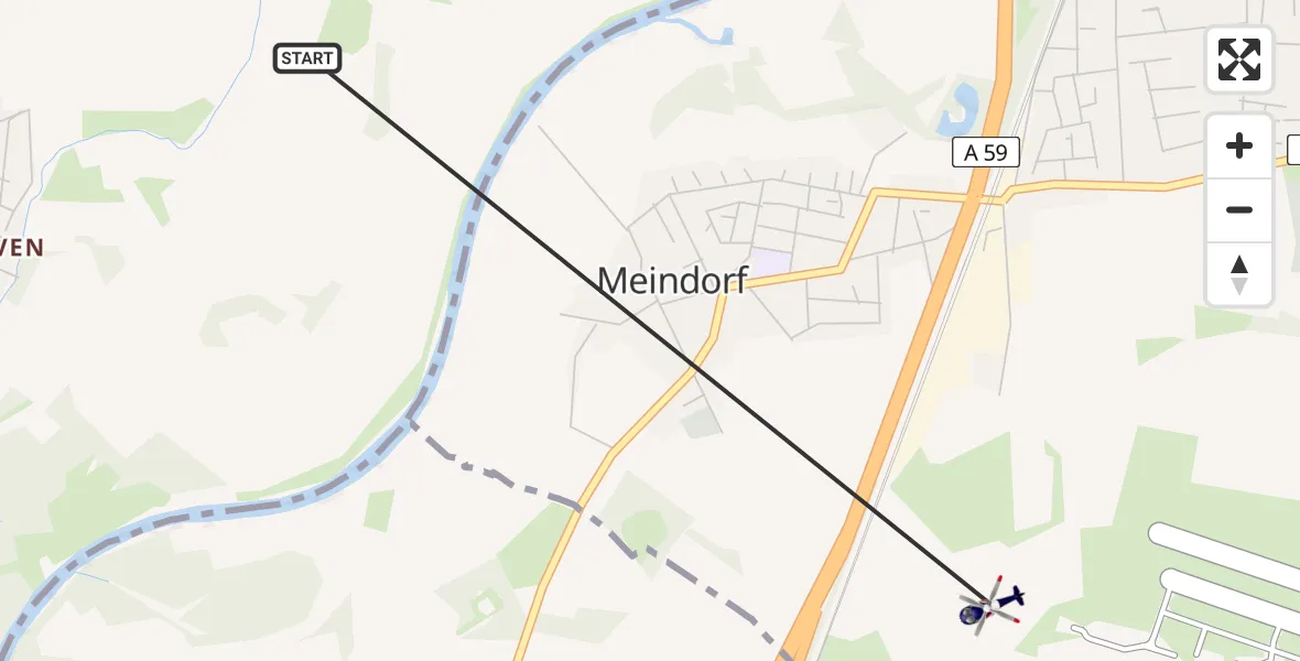 Flugroute Polizeihubschrauber Troisdorf - Sankt Augustin, 15 April 2026, 22:55