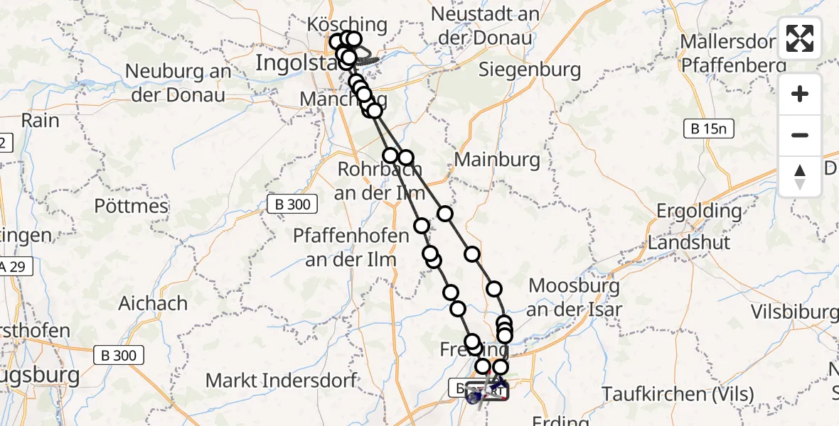 Flugroute Polizeihubschrauber München Flughafen - München Flughafen, 16 April 2026, 02:39