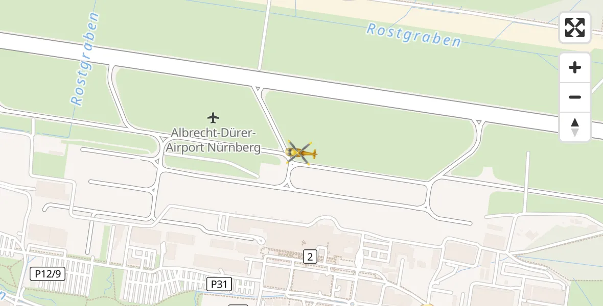 Flugroute Ambulanzhubschrauber Flughafen Nuremberg - Flughafen Nuremberg, 16 April 2026, 02:49