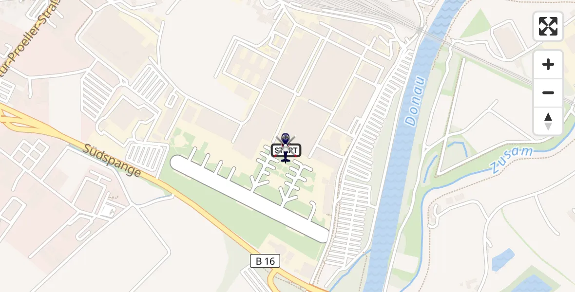 Flugroute Polizeihubschrauber Donauwörth Hubschrauberlandeplatz - Donauwörth Hubschrauberlandeplatz, 16 April 2026, 05:00
