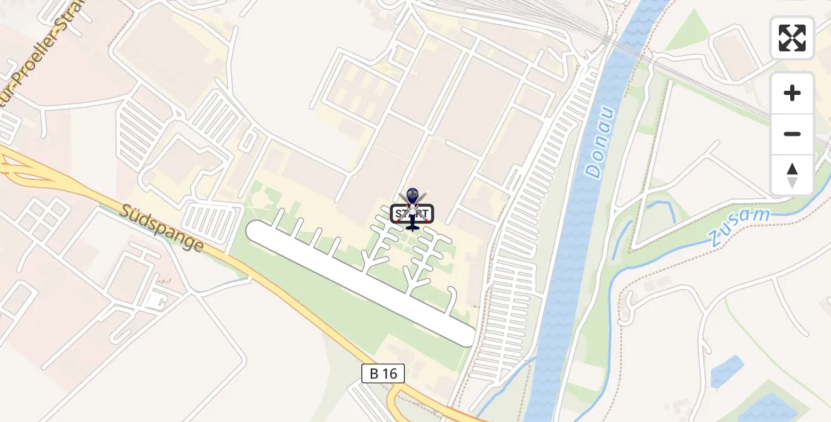 Flugroute Polizeihubschrauber Donauwörth Hubschrauberlandeplatz - Donauwörth Hubschrauberlandeplatz, 16 April 2026, 05:05