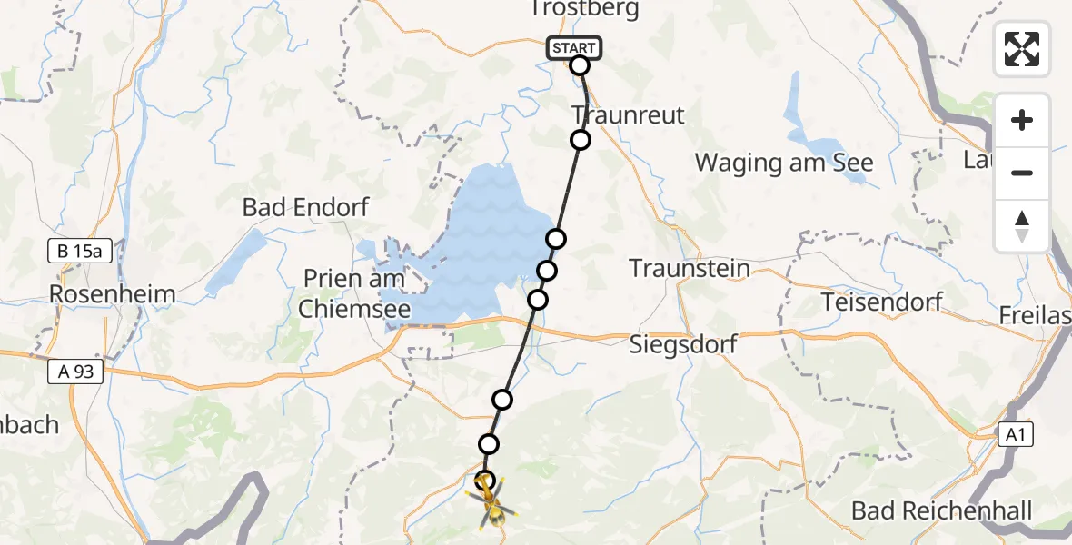 Flugroute Rettungshubschrauber Trostberg - Unterwössen, 16 April 2026, 05:57