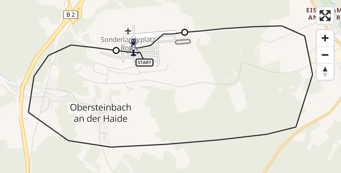 Flugroute Polizeihubschrauber Flugplatz Roth - Flugplatz Roth, 16 April 2026, 08:10