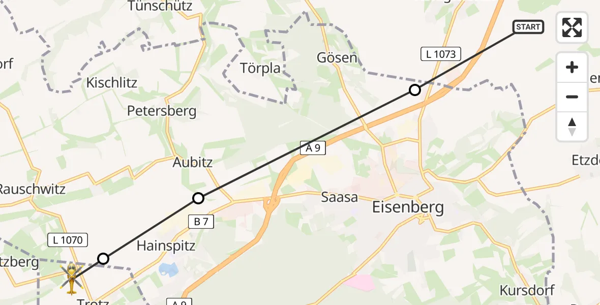 Flugroute Rettungshubschrauber Heideland - Serba, 16 April 2026, 08:11