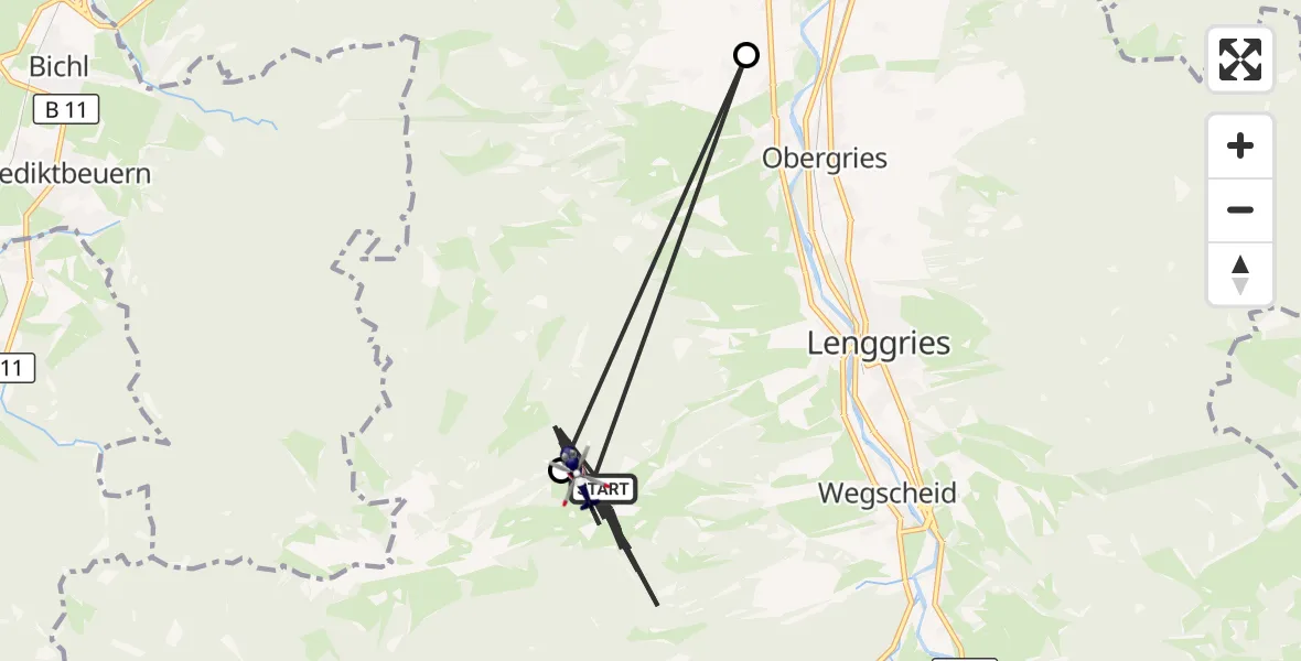 Flugroute Polizeihubschrauber Lenggries - Lenggries, 16 April 2026, 08:13