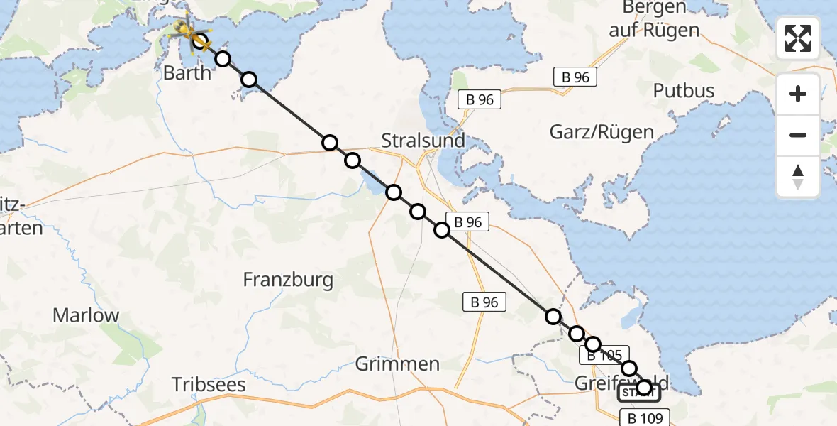 Routekaart van de vlucht: Rettungshubschrauber nach Zingst