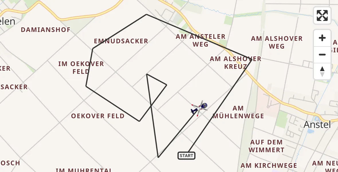 Flugroute Polizeihubschrauber Rommerskirchen - Rommerskirchen, 16 April 2026, 08:35