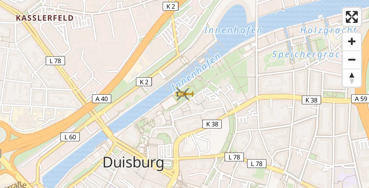 Flugroute Rettungshubschrauber Duisburg - Duisburg, 16 April 2026, 08:36