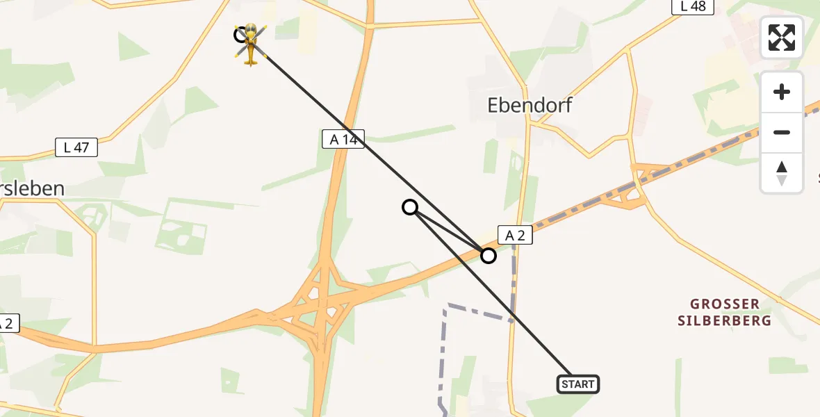 Flugroute Rettungshubschrauber Magdeburg - Niedere Börde, 16 April 2026, 08:48