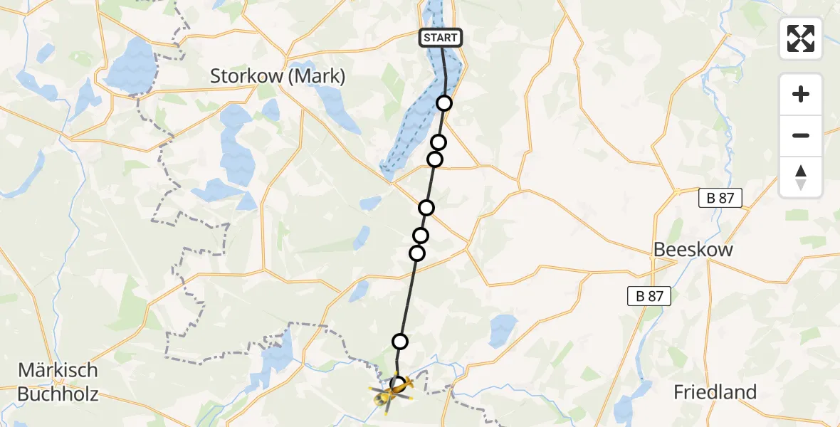 Flugroute Rettungshubschrauber Bad Saarow - Märkische Heide, 16 April 2026, 08:56