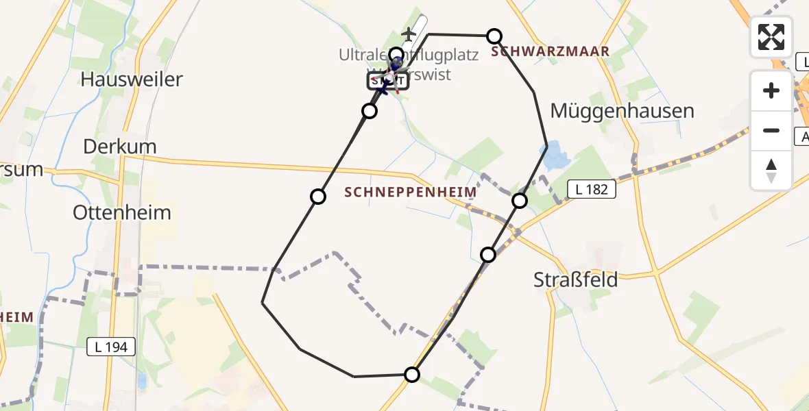 Flugroute Polizeihubschrauber Weilerswist UL - Weilerswist UL, 16 April 2026, 09:06