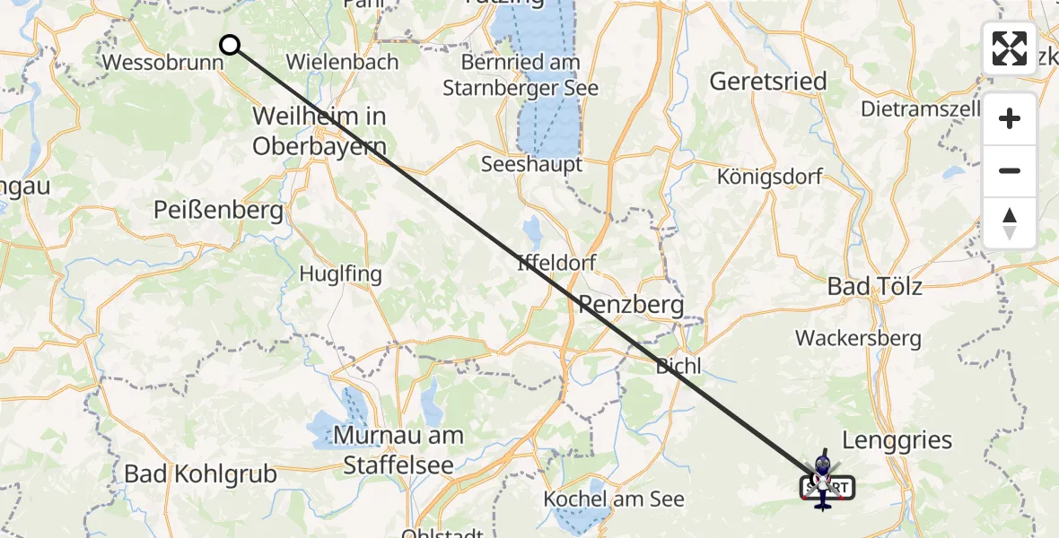 Flugroute Polizeihubschrauber Lenggries - Lenggries, 16 April 2026, 09:08