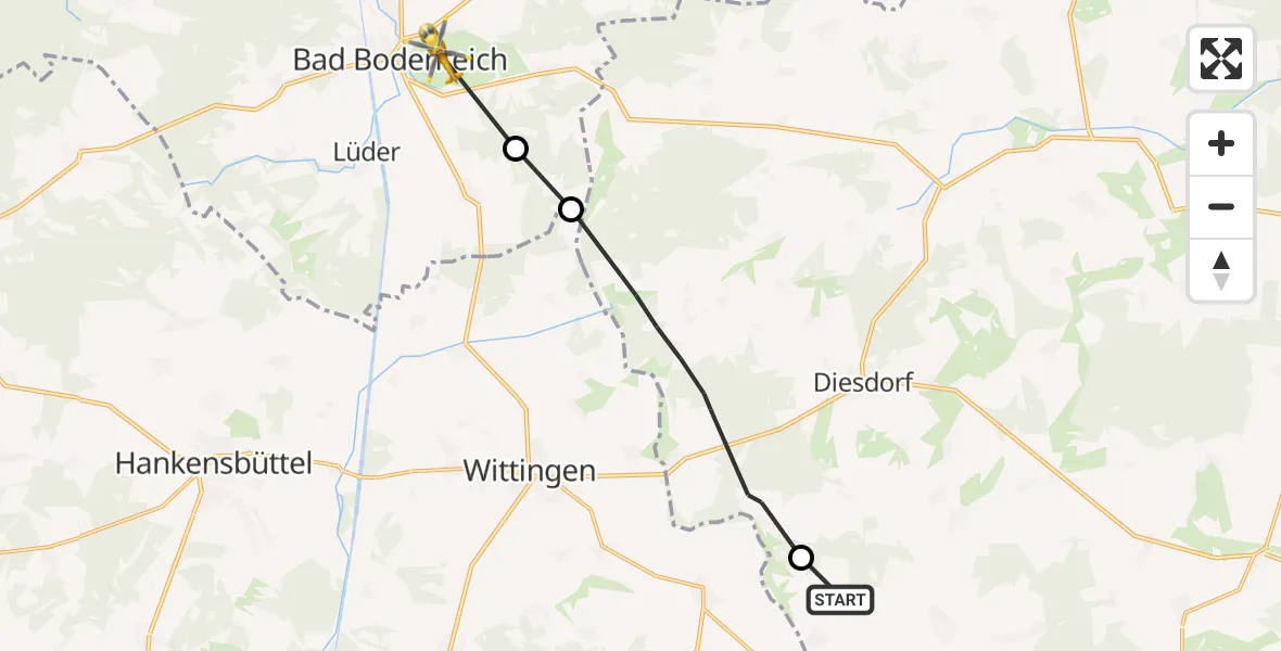 Routekaart van de vlucht: Rettungshubschrauber nach Bad Bodenteich, Seedamm