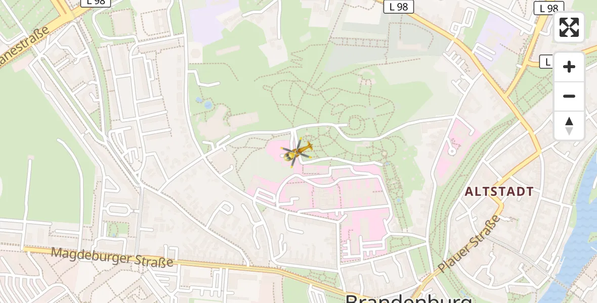 Flugroute Rettungshubschrauber Brandenburg an der Havel - Brandenburg an der Havel, 16 April 2026, 09:13