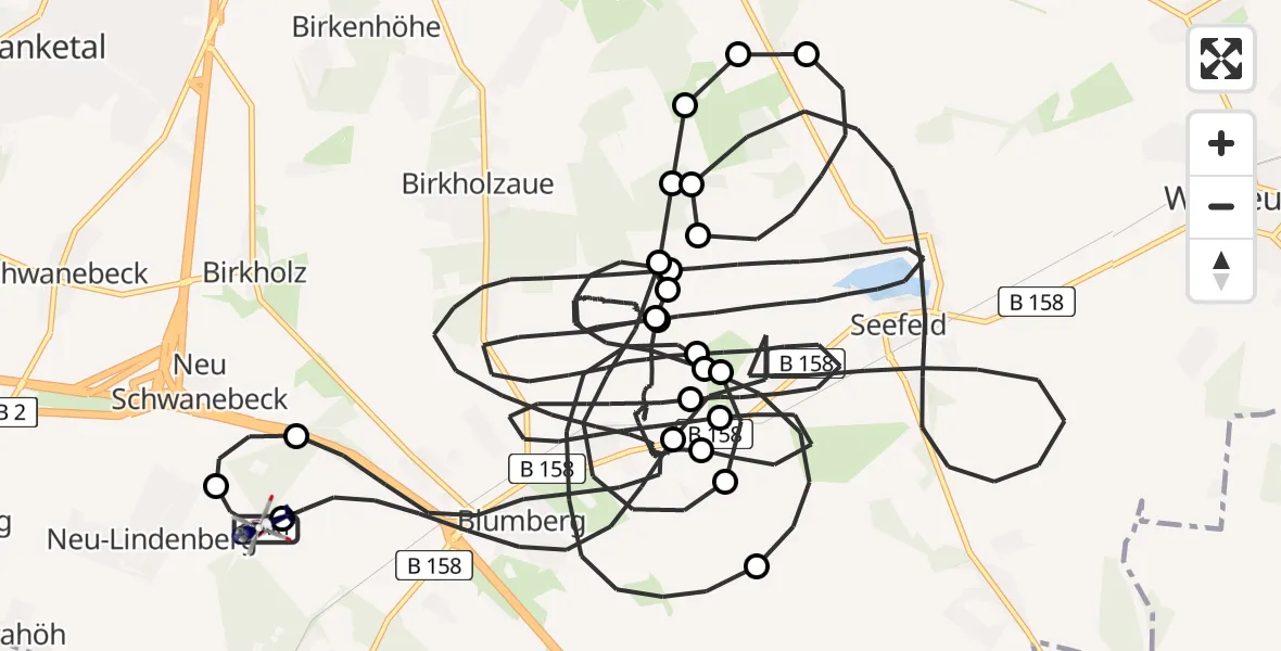 Flugroute Polizeihubschrauber Ahrensfelde Hubschrauberlandeplatz - Ahrensfelde Hubschrauberlandeplatz, 16 April 2026, 09:22