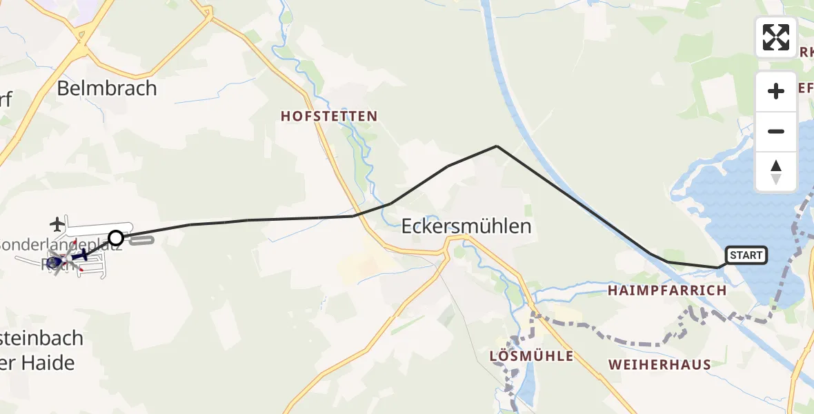 Flugroute Polizeihubschrauber Roth - Flugplatz Roth, 16 April 2026, 09:50