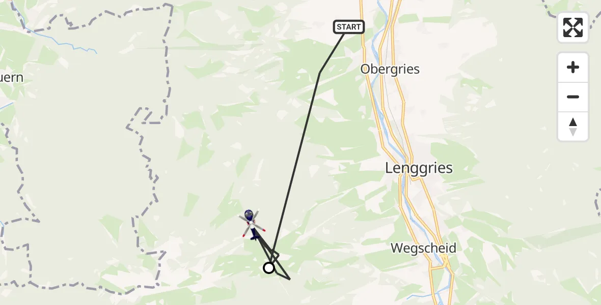 Flugroute Polizeihubschrauber Wackersberg - Lenggries, 16 April 2026, 09:55