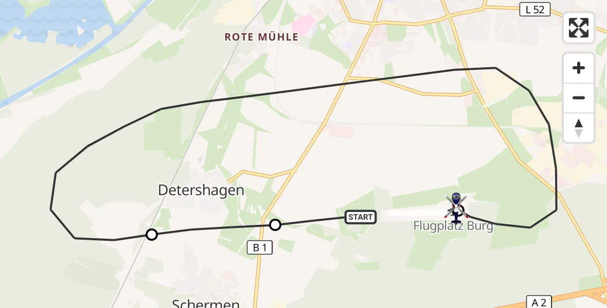 Flugroute Polizeihubschrauber Burg - Burg Flugplatz, 16 April 2026, 10:10