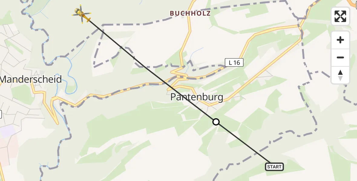 Flugroute Ambulanzhubschrauber Laufeld - Eckfeld, 16 April 2026, 10:10