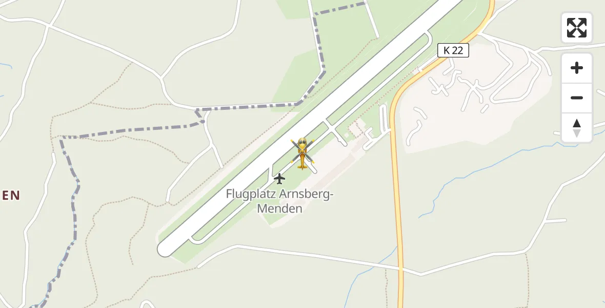 Flugroute Ambulanzhubschrauber Arnsberg-Menden Flugplatz - Arnsberg-Menden Flugplatz, 16 April 2026, 10:25
