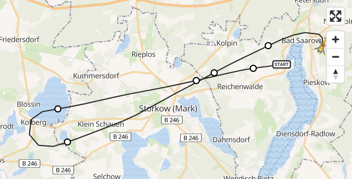 Flugroute Rettungshubschrauber Bad Saarow - Bad Saarow, 16 April 2026, 10:39