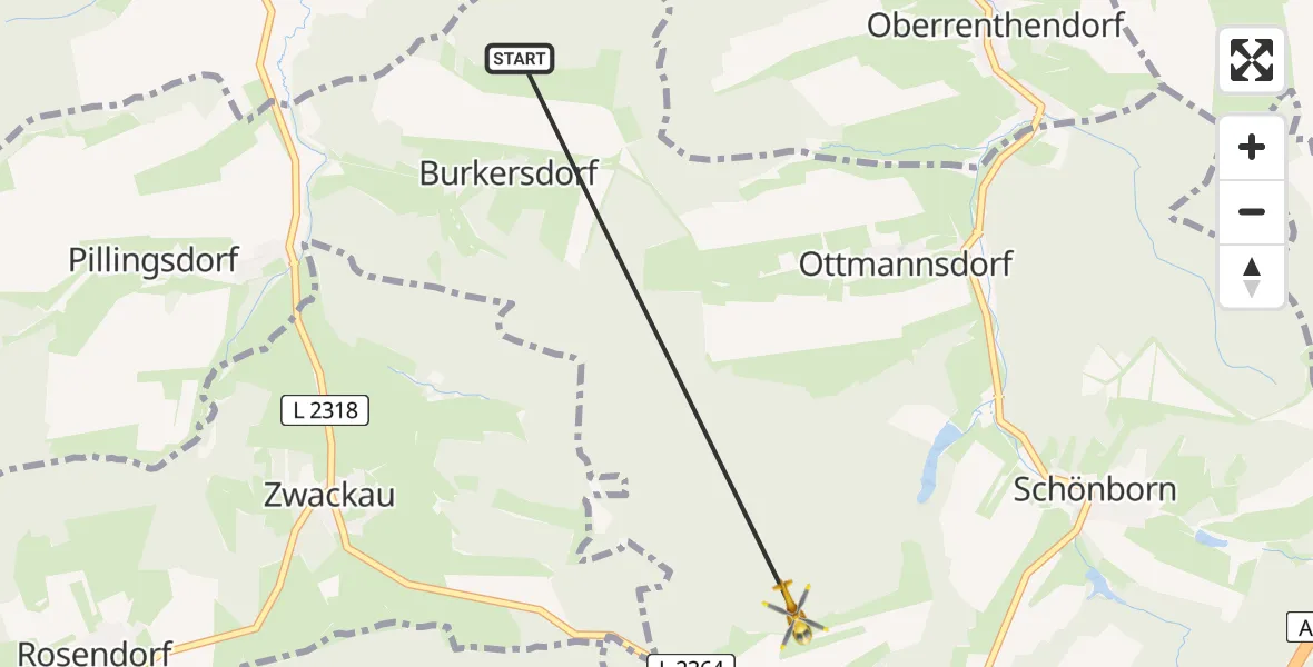 Flugroute Rettungshubschrauber Triptis - Triptis, 16 April 2026, 10:39