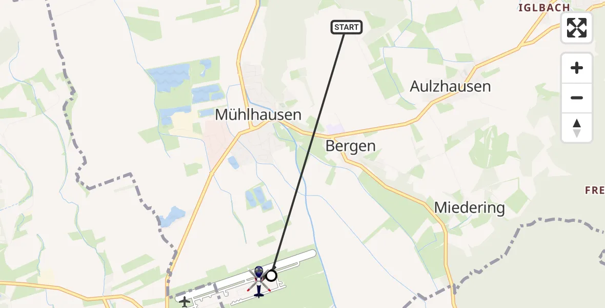 Flugroute Polizeihubschrauber Affing - Augsburg Flughafen, 16 April 2026, 11:11