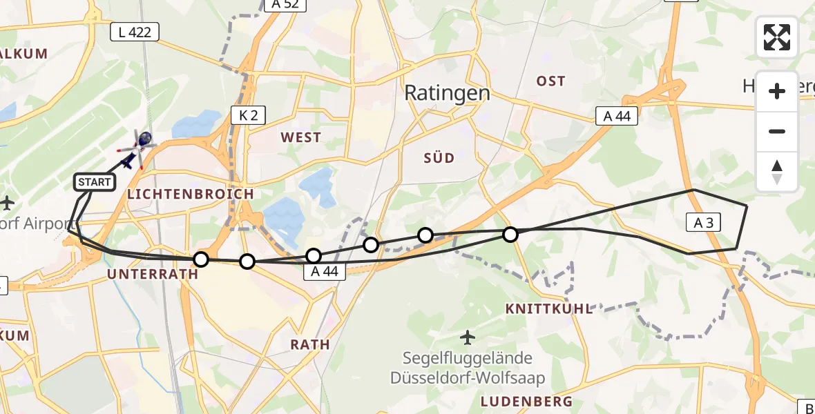 Flugroute Polizeihubschrauber Düsseldorf Flughafen - Düsseldorf Flughafen, 16 April 2026, 11:17