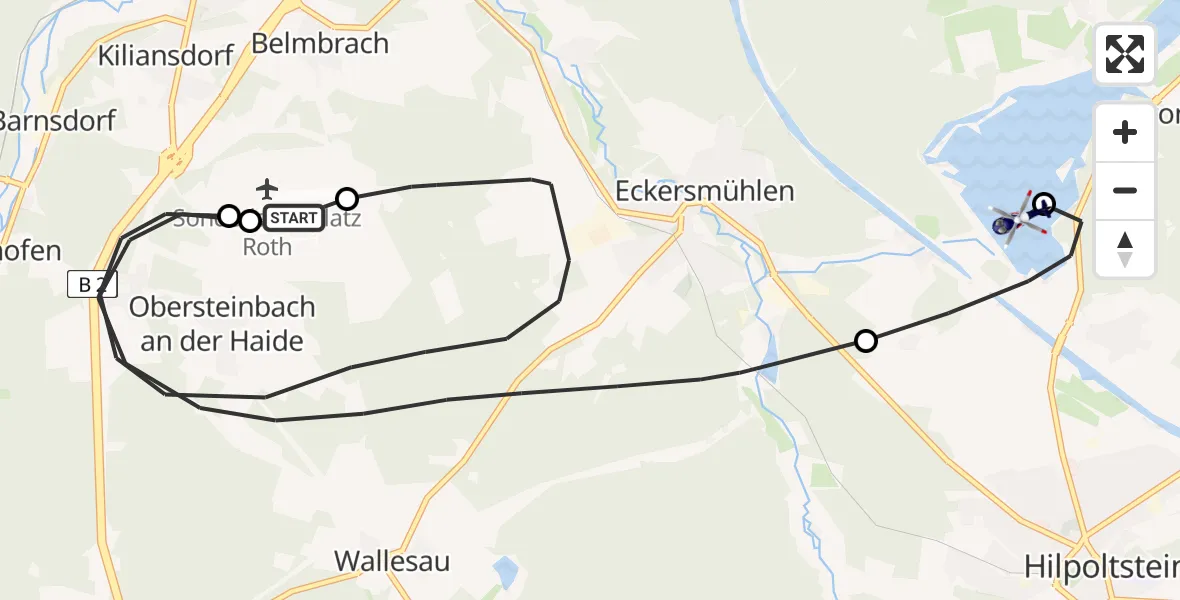 Flugroute Polizeihubschrauber Flugplatz Roth - Roth, 16 April 2026, 11:23