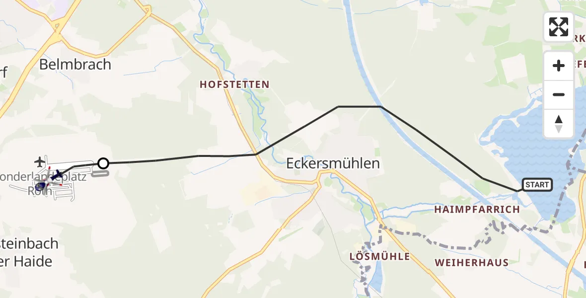 Flugroute Polizeihubschrauber Roth - Flugplatz Roth, 16 April 2026, 11:41
