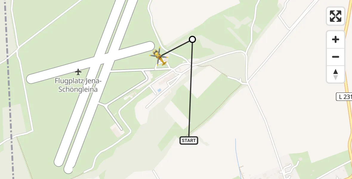 Flugroute Rettungshubschrauber Schöngleina - Jena-Schöngleina Flugplatz, 16 April 2026, 11:43