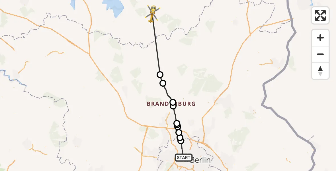 Flugroute Rettungshubschrauber Berlin - Neustrelitz, 16 April 2026, 11:49