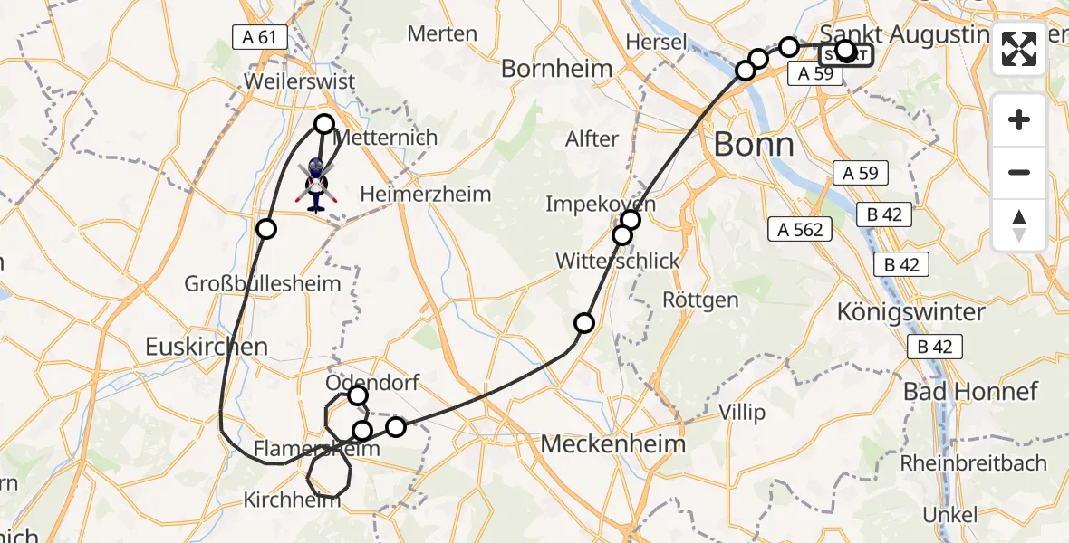 Flugroute Polizeihubschrauber Sankt Augustin - Weilerswist UL, 16 April 2026, 11:51