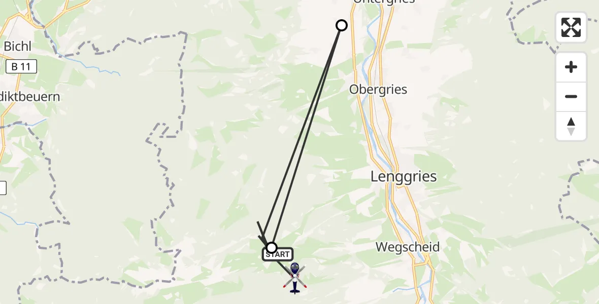 Flugroute Polizeihubschrauber Lenggries - Lenggries, 16 April 2026, 12:05