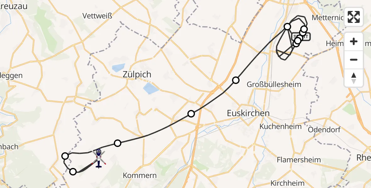 Flugroute Polizeihubschrauber Weilerswist - Mechernich, 16 April 2026, 12:16