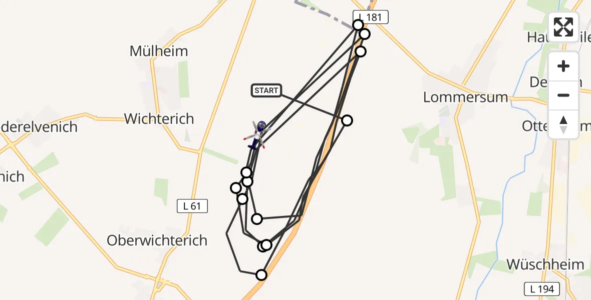Flugroute Polizeihubschrauber Zülpich - Zülpich, 16 April 2026, 12:17