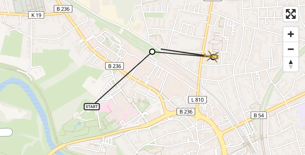 Flugroute Rettungshubschrauber Sankt Marien Hospital - Lünen, 16 April 2026, 12:17